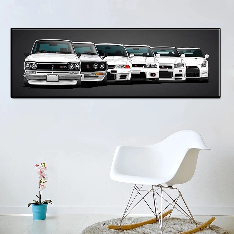 

Nissan Skyline Gtr Car Canvas Painting Home Decor Poster Prints Mural Picture Sports Car Painting for Living Room Home Decor