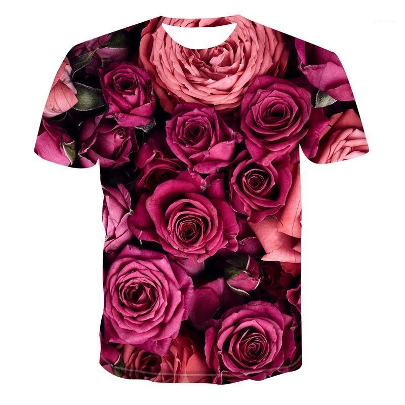 

Men's T-Shirts Summer O-Neck Short Sleeve Tops Rose Flower Print T-shirt Men Oversized Tee Shirts Breathable Quick Drying Fashion Clothes, Om3120