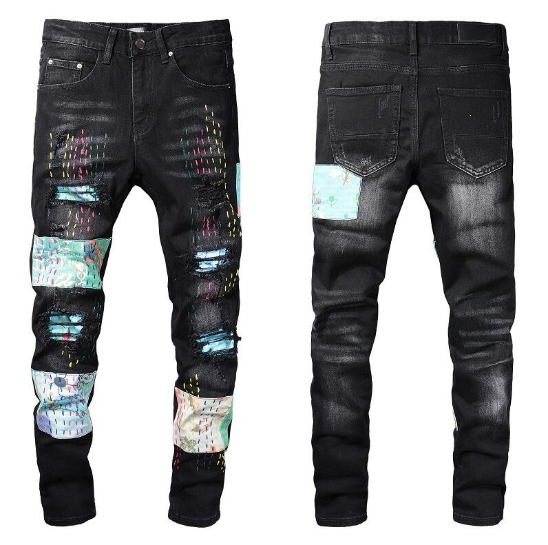

Fashion Mens Jeans Cool Style Luxury Designer Denim Pant Distressed Ripped Biker Black Blue Slim Fit Motorcycle Size -40 Hwo3, 15