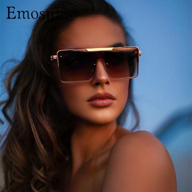 

Sunglasses Emosnia Oversize Square Ladies Retro Flat Top Shield Gradient Sun Glasses Female Vintage Luxury Designer Oculos UV400Sunglasses