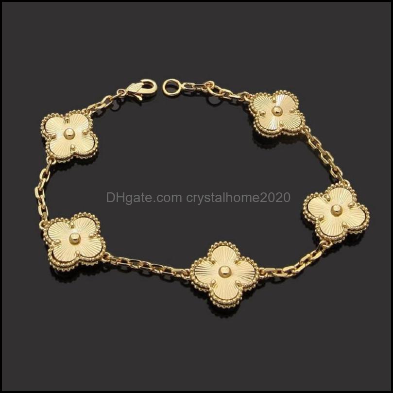 

Link Chain Bracelets Jewelry Luxury Designer Link Bracelet Four-Leaf Clover Cleef Womens Fashion 18K Gold Drop Delivery 2021 Ogfks
