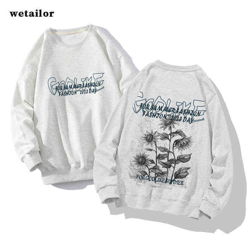 

2022 Spring Autumn Korean Loose Casual Sweatshirts Harajuku Women Men Flower Printed Pullovers Hoodies Y220716, Packing bag