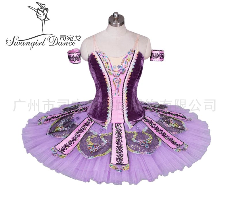 

Women Professional Ballet Tutus Purple Adult Ballet Stage Costume Performance Pancake TutuBT9033