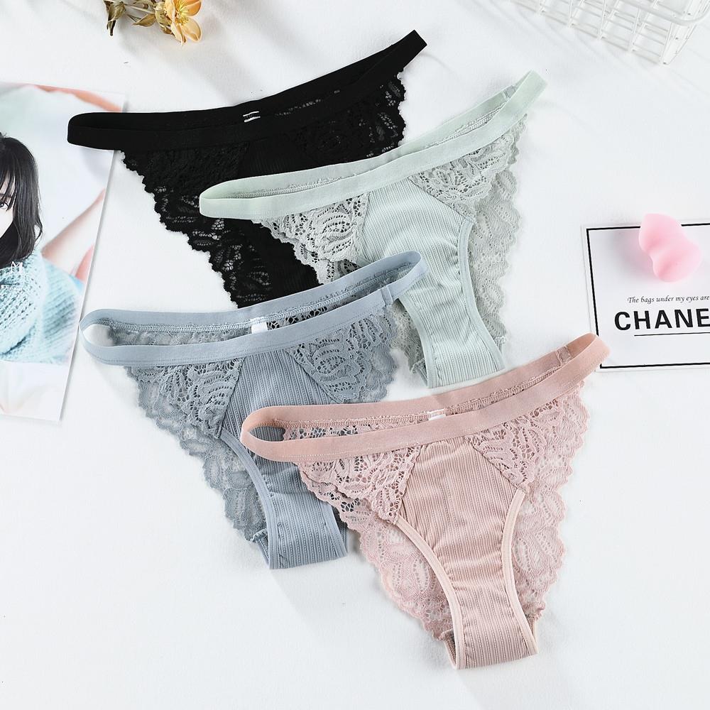 

3pcs Soft Cotton Women Underwear Panties Solid Comfort Underpants Seamless Lace Briefs For Woman Sexy Low-rise Panty Intimates, Color8