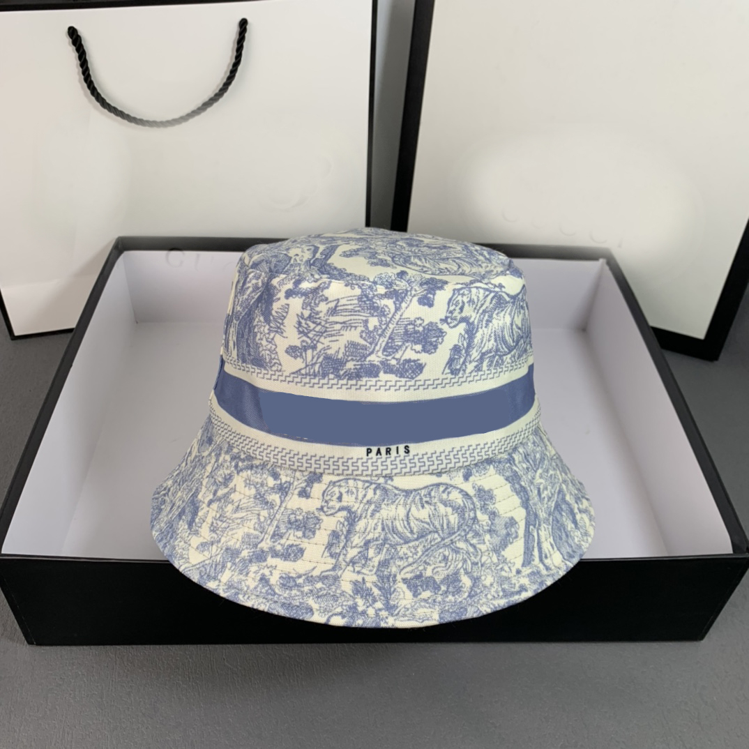 

Summer Women Wide Brim Hats Casual Printed Fashion Street Hats Men Caps Landscape Print Designer Fisherman Hat, Blue