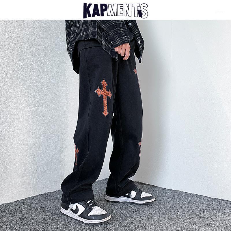 

Men' Jeans KAPMENTS Men Winter Cross Harajuku Pants 2022 Mens Korean Fashion Streetwear Denim Trousers Male Casual Harem Jogger, Black