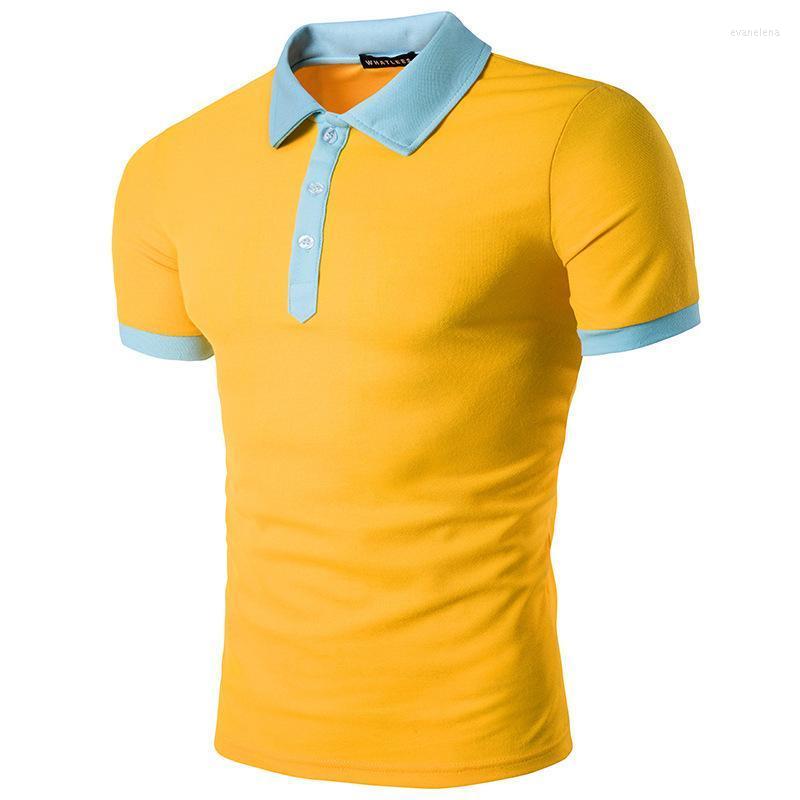 

Men' Polos Men Shirt Summer Slim Business Casual Daily Short-sleeved Lapel Button Pullover Contrast Color Large Size Stitching ShirtMen' M, White