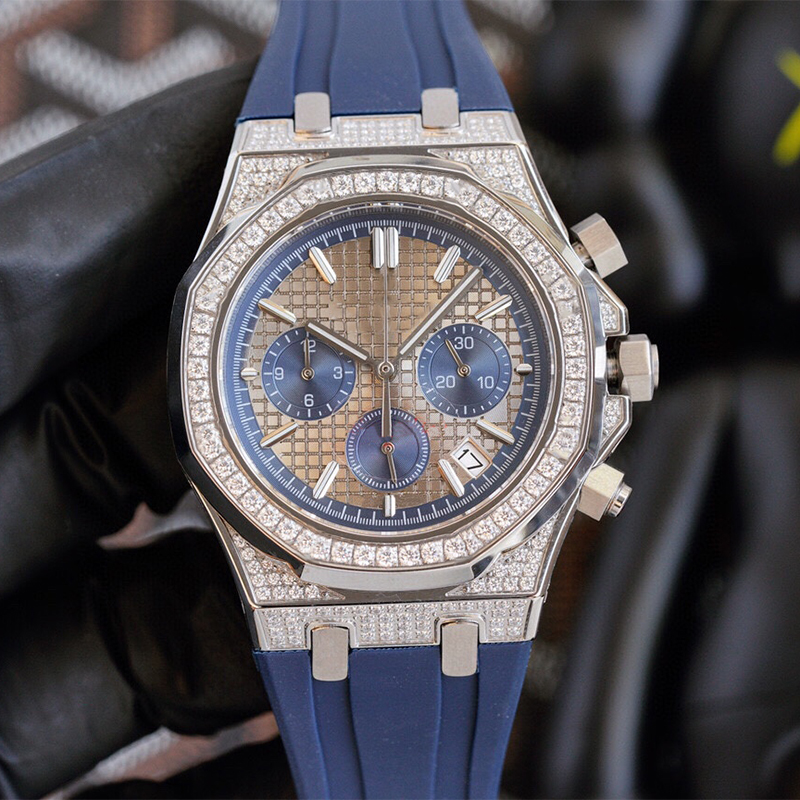 

Watch Mens Watches Quartz Movement Watch Wristwatch 42MM Soft Rubber Strap Sapphire Waterproof Orologio di lusso Multiple Colours Wristwatches, Color 2