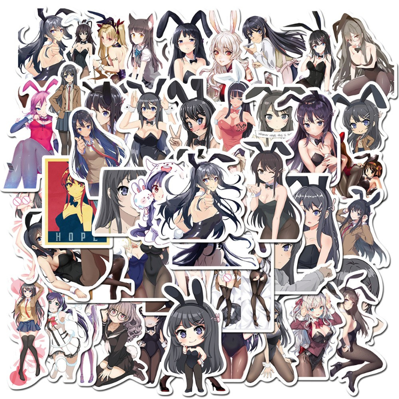 

50Pcs/lot Japan Anime Sexy Cartoon Bunny Girl Stickers for Snowboard Laptop Luggage Fridge DIY Styling Vinyl Home Decor Stickers, Multi colors