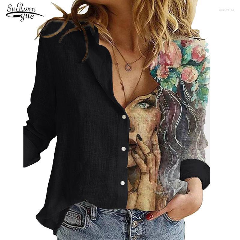 

Women' Blouses & Shirts Women' Long Sleeve Casual Shirt Spring 2022 Fashion For Women Office Lady Hand-painted Printed Blusas 20418Wom, Cat