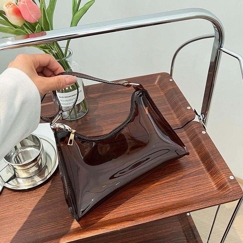 

Evening Bags Portable Large-Capacity Fashionable Female Bag PVC Transparent Shoulder Fluorescent Handbag Solid Color Summer Beach BagEvening, Randomly bag