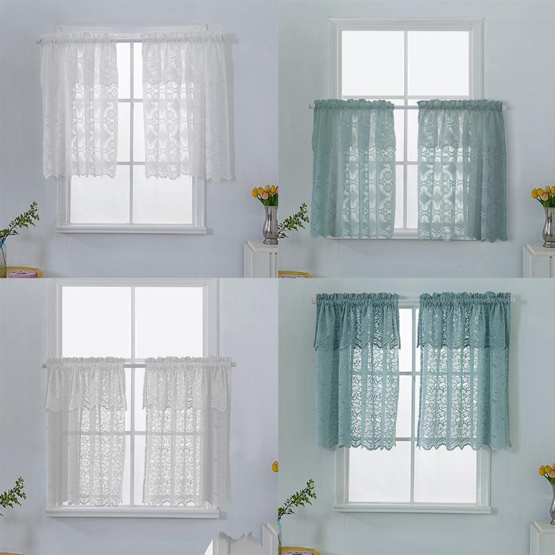 

Curtain & Drapes 1 Panel Embroidered Voile Sheer Valance Home Privacy Window Tiers Curtains For Kitchen Office Cafe Shop Decor