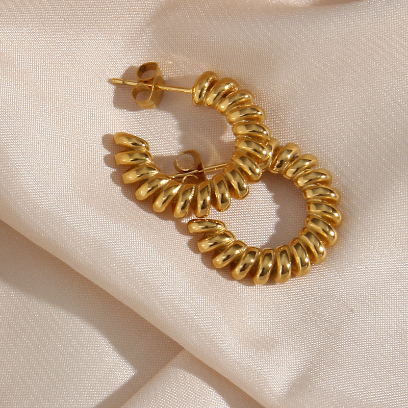 

Twisted Texture Gold Hoop Earrings Waterproof Women s Stainless Steel Earring Jewelry For Daily 220716