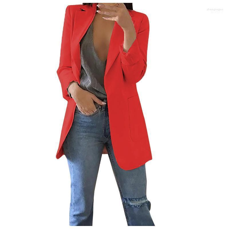 

Women' Jackets Women Coat And Jack 2022 Autumn Winter Solid Color Open Front Pockets Cardigan Formal Suit Long Sleeve Blouse Tops Clothing, Gray
