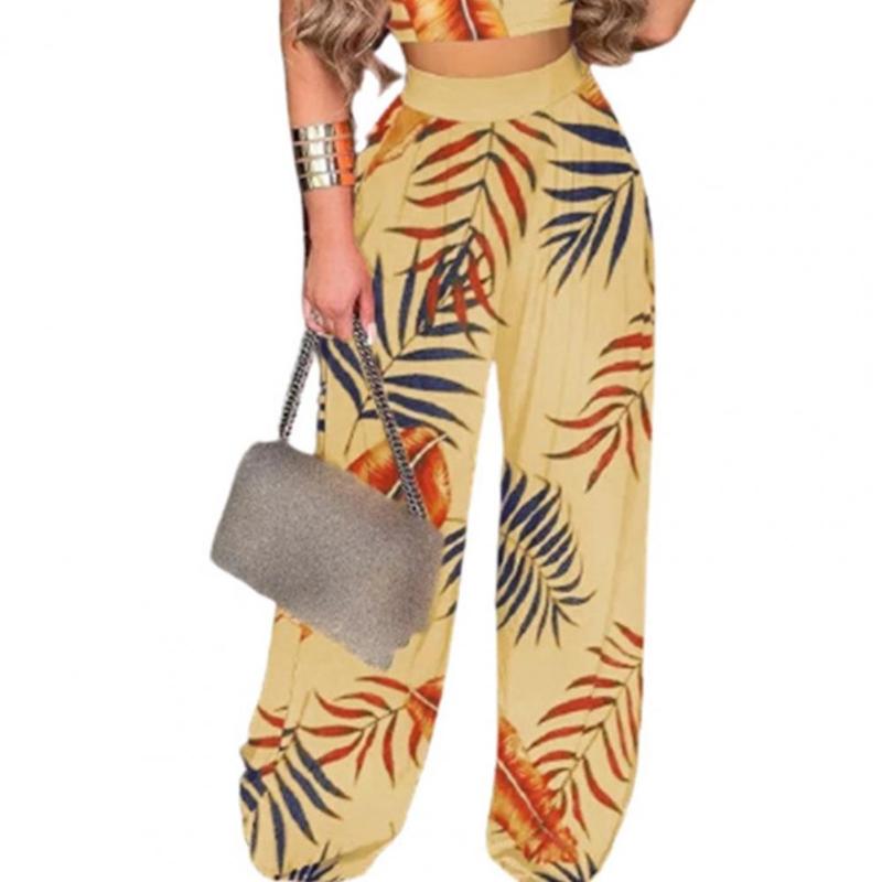 

Women's Pants & Capris Casual Women Flower Print Straight Leg Summer Autumn Loose Elastic Waist For Sports Street Wear White Xxxl, Beige