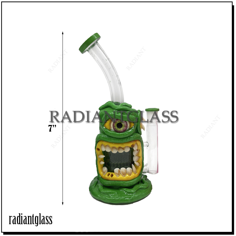 

Hookah 7" Retro hanmade 3D Glass Bong American Cartoon Monster Bongs Honeycomb Perc Oil Rigs for Smoking Water Pipes