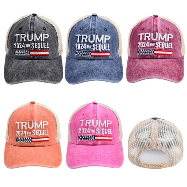 

5 Designs Donald Trump 2024 Cap Mesh Baseball Hat General Election Caps USA Flag 3D Embroidery Vintage Adjustable Outdoor Sun Hats Casual Breathable T0406