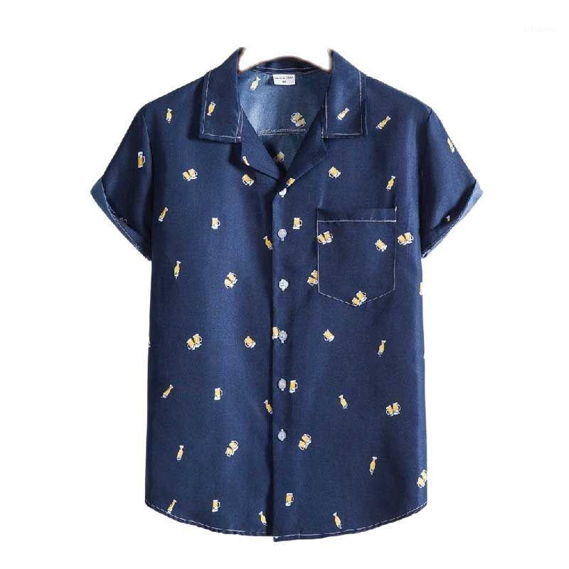 

Men's Casual Shirts Funny Beer Print Mens Hawaiian Short Sleeve Button Down Beach Tropical Aloha Party Clothing Chemise M-3XL, Xh32