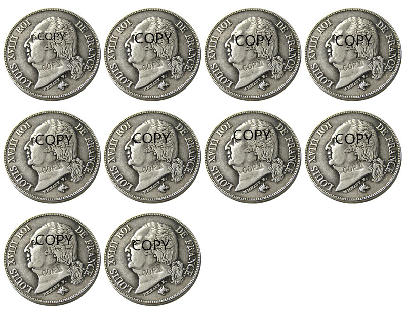 

France 1816-1821A 10pcs Date For Chose 2Francs Craft Silver Plated Copy Coins metal dies manufacturing factory Price