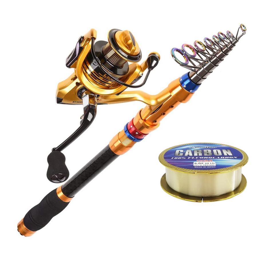 

Fishing Rod and Reel Combo Saltwater Freshwater-12 FT Carbon Fiber Telescopic Fishing Pole and Reel Combo 220212322W