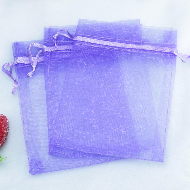 

Jewelry Pouches Bags 9x12cm 50pcs Organza Drawstring Small Gift Bulk Fabric Bag With Logo White Pink Purple Wedding Candy BagJewelry