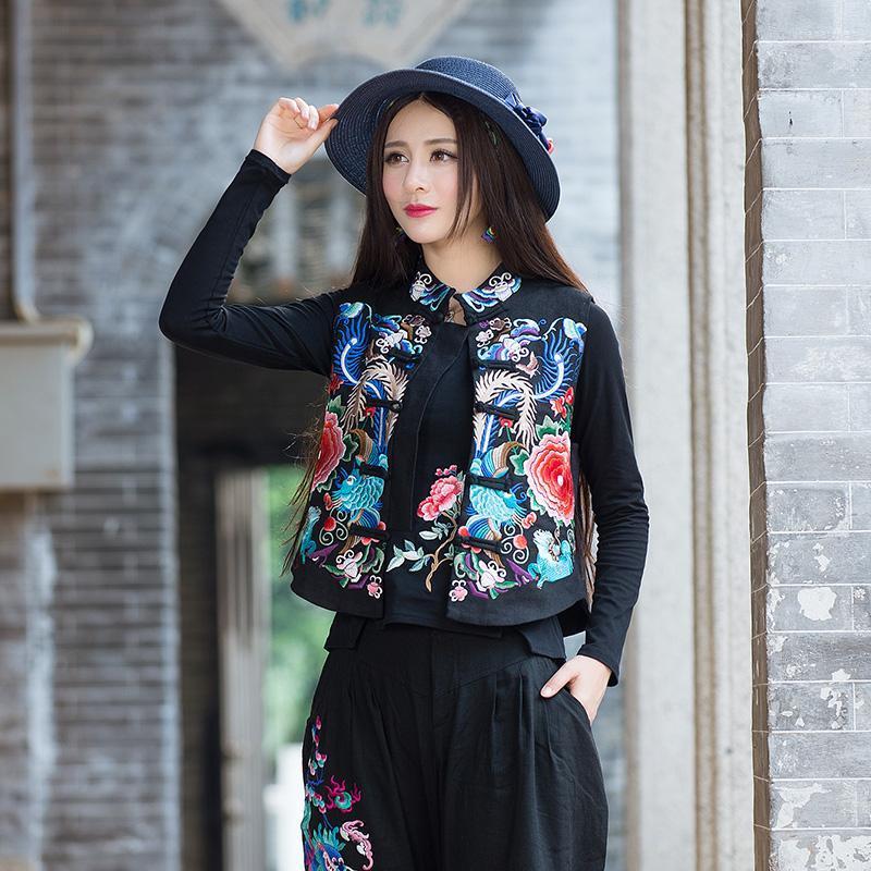 

Women's Vests Embroidery Chinese Traditional Top Clothes Sleeveless Vest Tang Suit Women Elegant Costume 2022 Autumn Coat Luci22, Red vest only