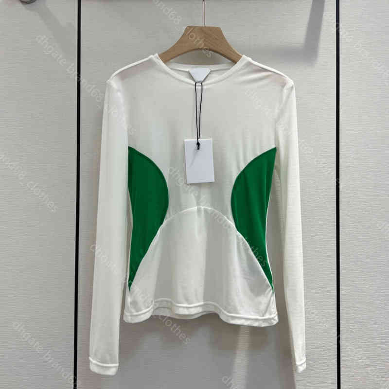 

22ss high end women cotton T shirt summer designer long sleeve bottoming shirt can be worn outside stitching letter logo simple tee casual pullover female Apparel a1