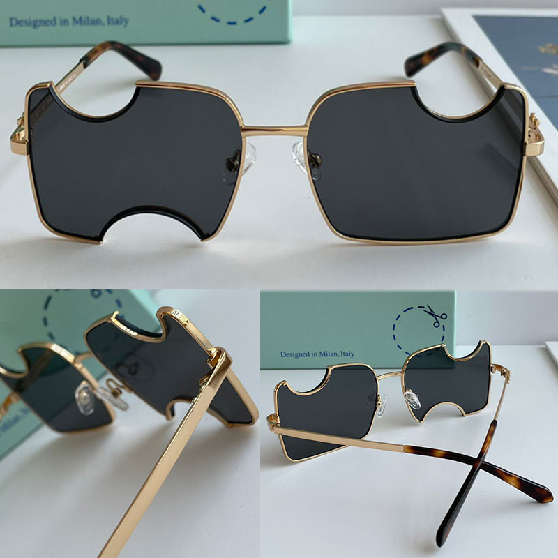 

Mens Designer of Sunglasses OW40028U New Fashion Luxury Personality Gold Wire Frame Notch Lenses Ladies Beach Vacation UV400 Anti-UV400 with Original Box