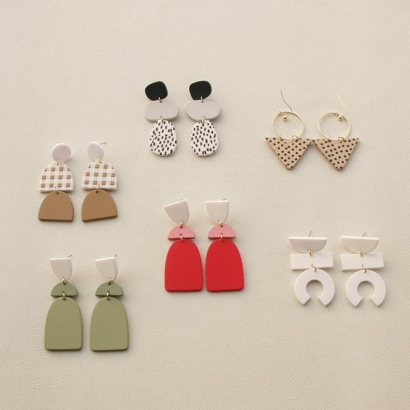 

Dangle & Chandelier Korean Simple Trendy Geometric Irregular Women's Jewelry Gifts Unique Plaid Leopard Print Acrylic Earrings Collectio