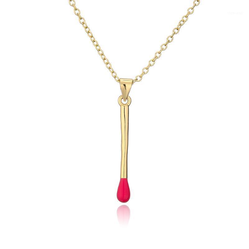 

Pendant Necklaces Chic Match Matchstick Exquisite 18K Gold Plated Choker For Women Couple All-match Long Strip Charm NecklacePendantPendant