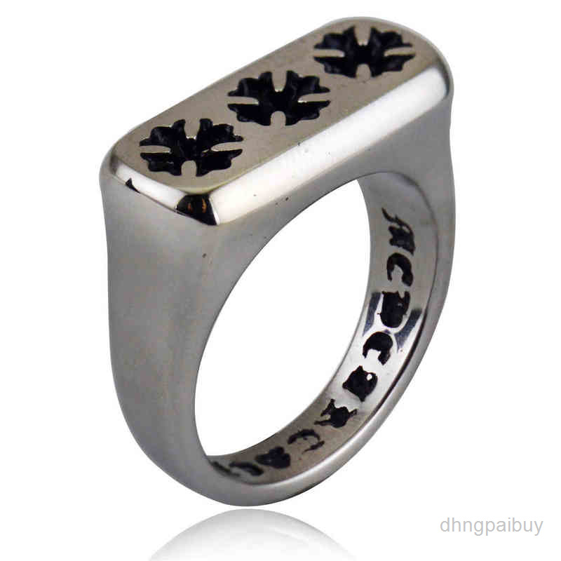 

New Designer Ch Ring Chrome Fashion Personality Cross Rectangular Titanium Steel Hearts Original Design Rings Luxury Brand Lover Gift Zkus