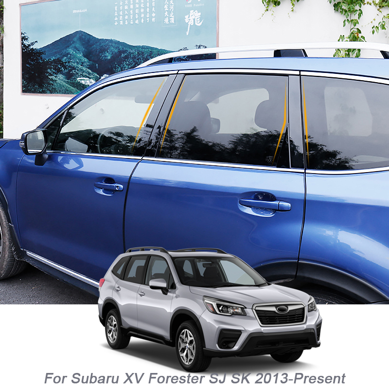 

6PCS Car Window Center Pillar Sticker Trim Anti-Scratch Film For Subaru XV Forester SJ SK 2013-Present External Auto Accessories, Black