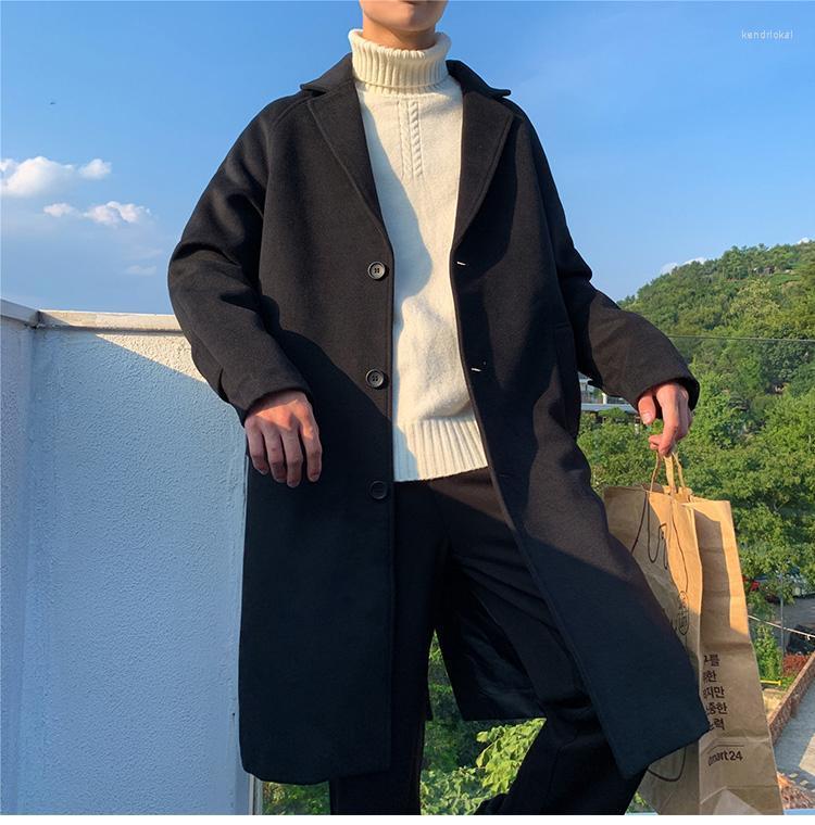 

Men's Wool & Blends 2022 Solid Coat Korean Fashion Winter Jacket Oversized Harajuku Japanese Street Kend22, Beige