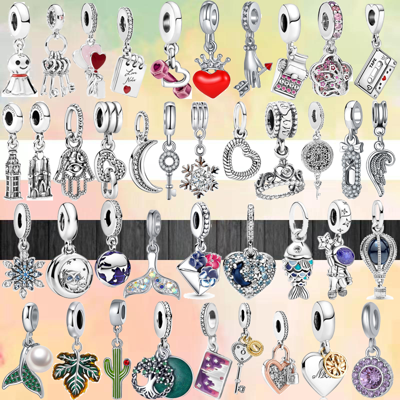 

Fit pandora charms 925 bracelet Bead Original box Snowflake Moon Castle Family Tree Flower Love Leaves European charm jewelry