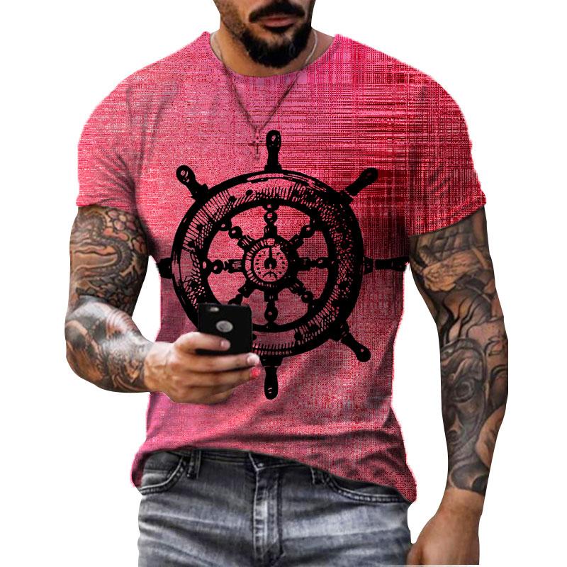 

Men's T-Shirts T Shirt Men Clothing Summer Casual Short Sleeve Vintage Streetwear Ship Anchor Printed Tee For Male TopsMen's, Tx-040767