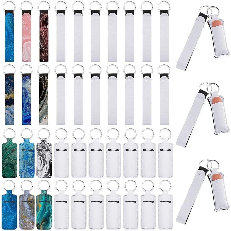 

Keychains 40x Sublimation Keychain Blank Neoprene Wristlet Hand Wrist Holder To Match Chapstick UnisexKeychains KeychainsKeychains