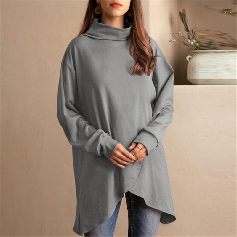 

Fashion Turtleneck Hoodie Women Asymmetrical Sweatshirt Long Sleeve Pullover Casual Top Oversized Women' Hoodies & Sweatshirts, Black