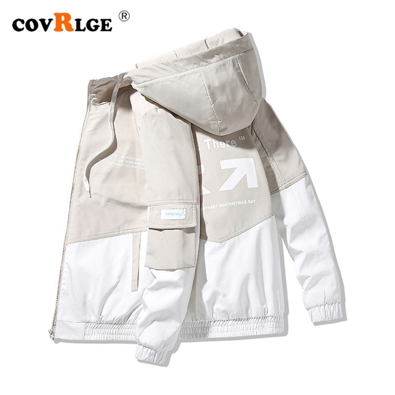 

Covrlge Men s Spring Autumn Jackets High Street Trendy Printing Cargo Coat Stitching Color Windproof Pilot Jacket Male MWJ239 220727, Khakiblack