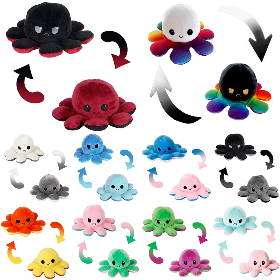 

wholesale price 26 styles Reversible Flip Octopus Double-sided Octopus Stuffed Dolls Expression Plush Toys Soft Baby Gift Doll Christmas Birthday Gifts CHI454