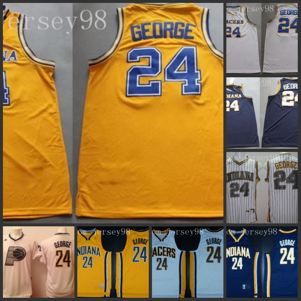 

Indiana''Pacers''men #24''Paul George White retro Basketball''Jersey