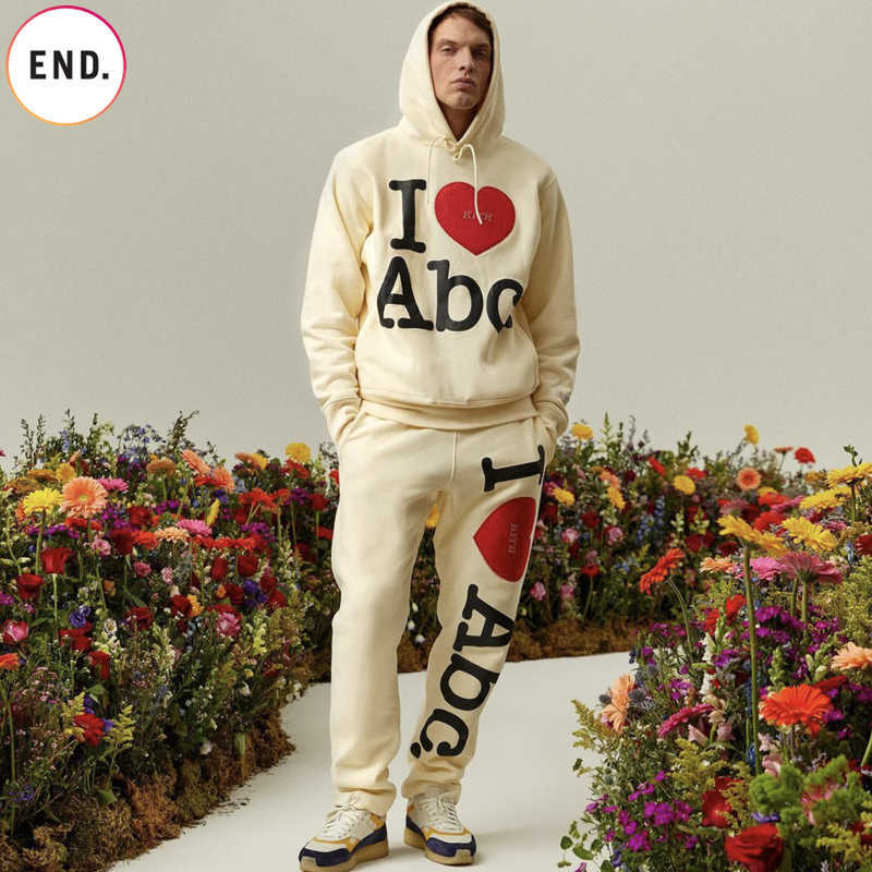 

Men' Hoodies Spring 2022 new kith love ABC letter loose Hoodie couple' versatile Hoodie trend top, Creamy-white