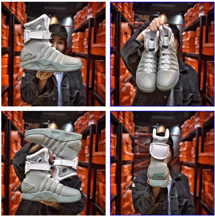 

Air Mag Men Back To The Future Lighting Mags Basketball Shoes LED Lights Up Marty McFly's Glow In The Dark Sneaker Grey with Yellowsale 1Top, Red