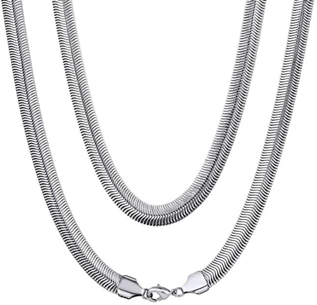 

5pcs in bulk 6mm 21.6 Inch Silver Fashion Snake Chain Necklace Stainless Steel Flat Link Chain Jewelry For Mens Women