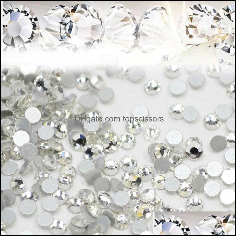 

Nail Art Decorations Salon Health Beauty 1440Pcs/Lot Glitter Rhinestones White Crystal Clear Flatback Diy Tips Sticker Beads Jewelry Acces
