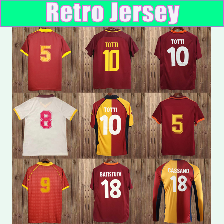 

2001 2002 TOTTI MONTELLA BATISTUTA Mens Retro Soccer Jerseys NAKATA CASSANO DE ROSSI DZEKO Home Away Football Shirt, Fg2036 2000 2001 away