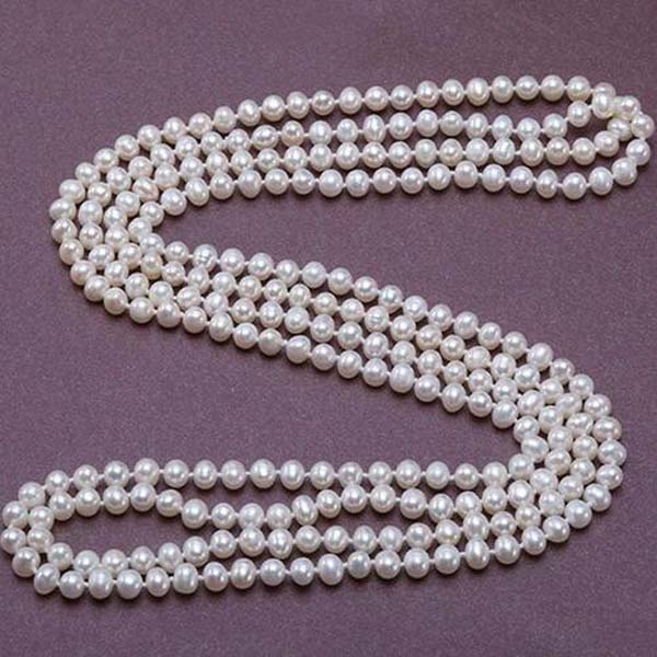 

Long Necklace 6.5mm Natural White Round Freshwater Pearl Necklace Jewelry