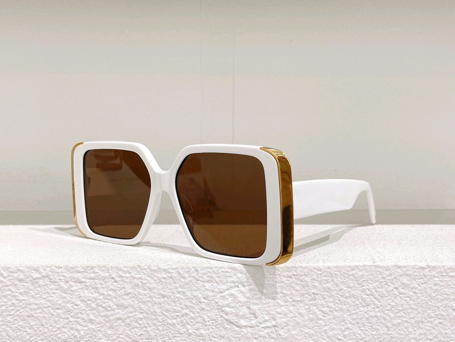 

Moon Square Sunglasses White Gold/Brown Lens Women Fashion French Sunglasses Summer Eyewere with Box