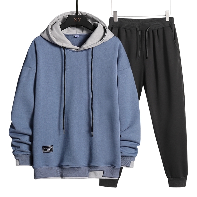 

Spring Autumn Men Tracksuit Casual Set Male Joggers Hooded Sportswear HoodiePants 2 Piece Sets Hip Hop Running Sports Suit 220815, Grey