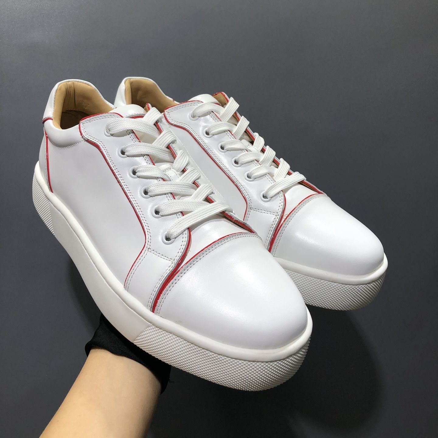 

Brand design mens casual shoes red Sole sneakers spiked low top sneaker junior men's genuine leather back rivets Vieirissima outdoor trainers, 113
