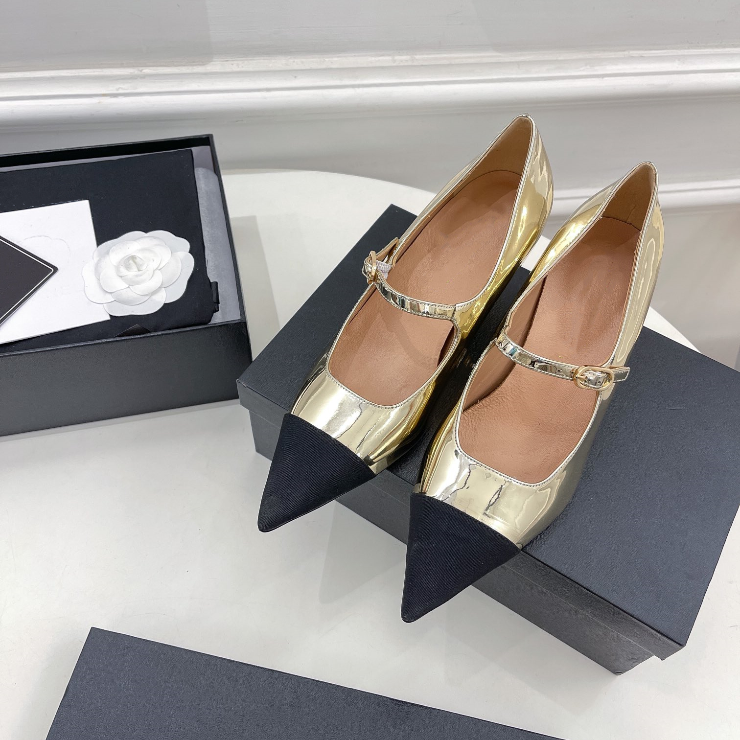 

Shoes Jane Pumps Mary Genuine Leather Wedge Heels Pointed Toe Pumps Woman Spring/Autumn Luxury Designer Shoe, Black